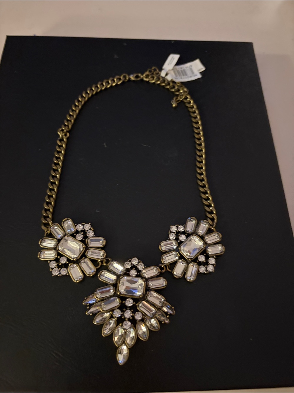 Nordstrom Gold Tone Crystal Cluster Statement Necklace